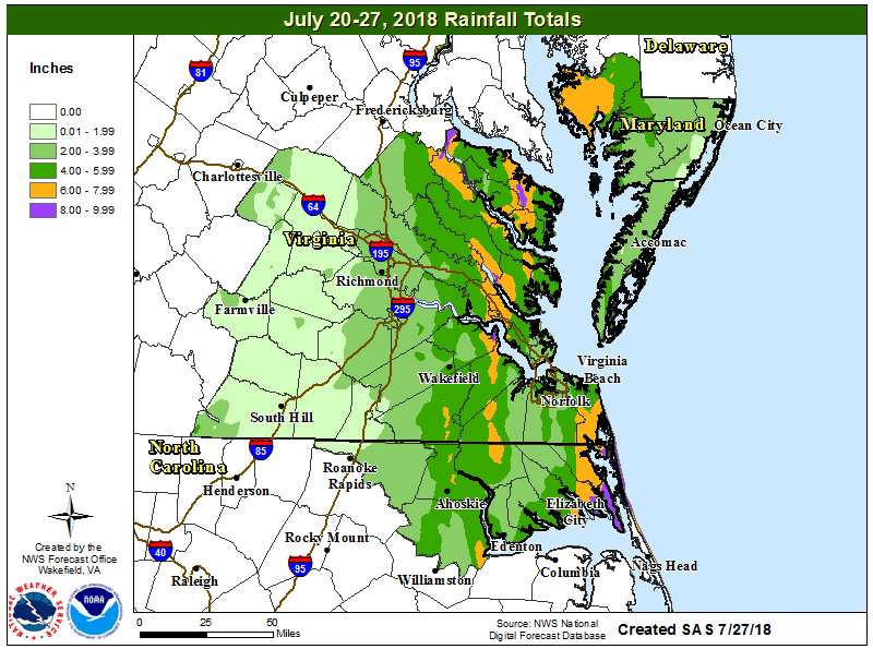 Rainfall Amounts July 20-27, 2018