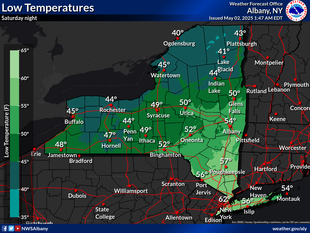 Lows tomorrow night