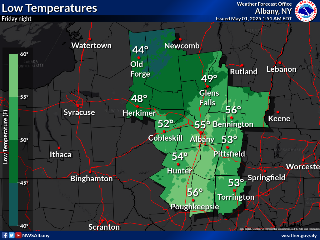 Lows tomorrow tonight