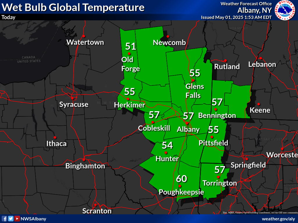 maximum Wet Bulb Global Temperature today