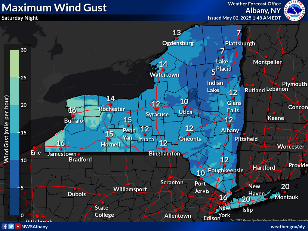 Tomorrow Night Peak Wind Gusts