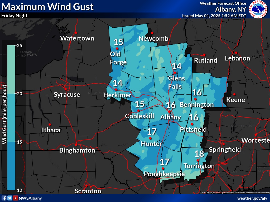 Tomorrow Night Peak Wind Gusts