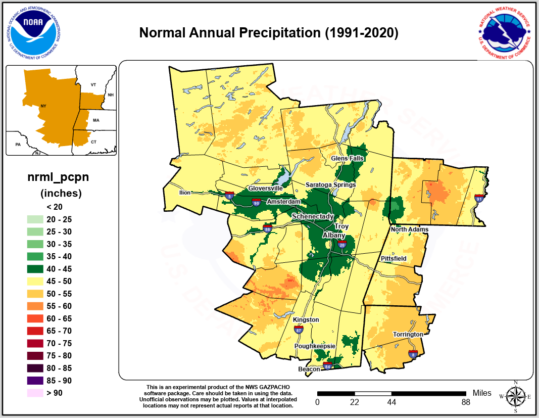 1991-2020 normal annual precipitation 