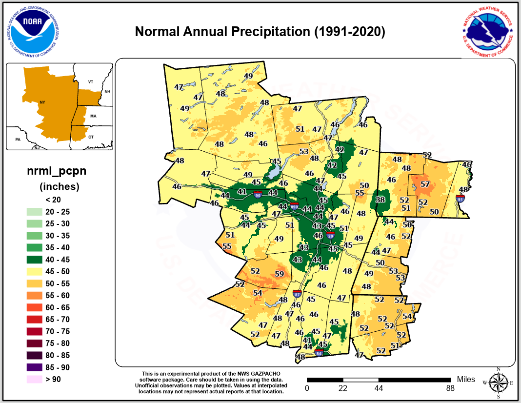 1991-2020 normal annual precipitation 