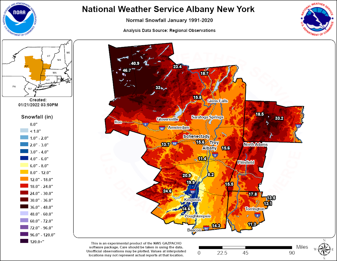 January normal snowfall 