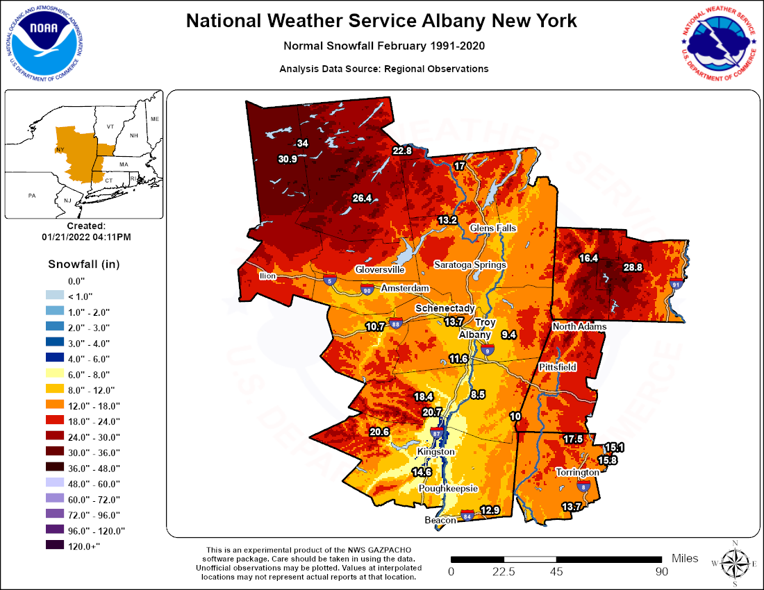 February normal snowfall 