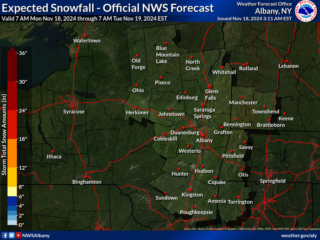 Expected Snowfall - Official NWS Forecast