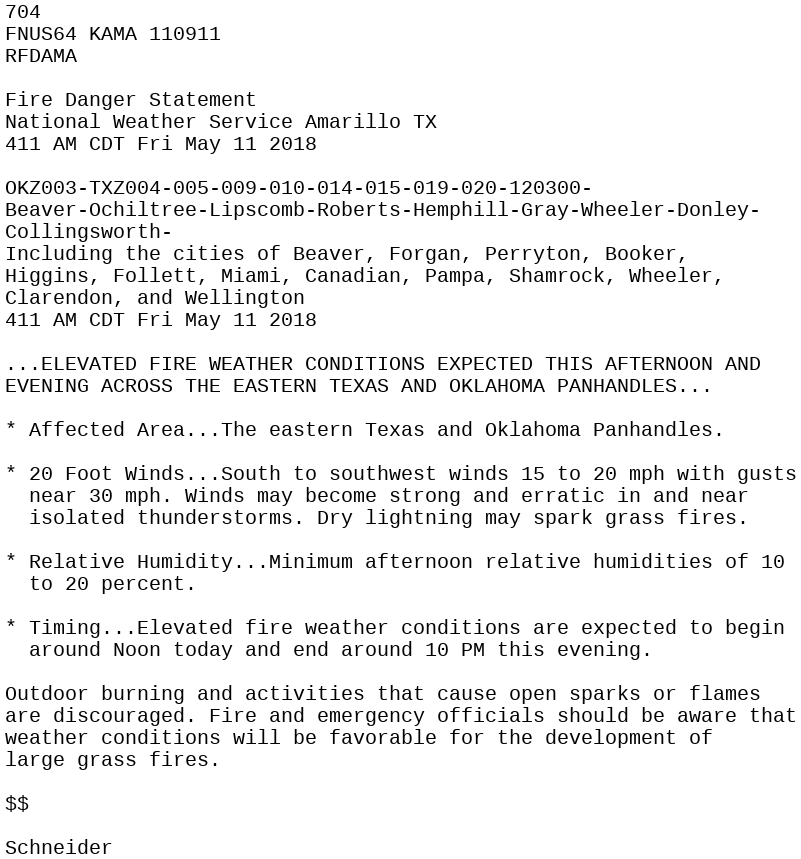 National Weather Service Messaging