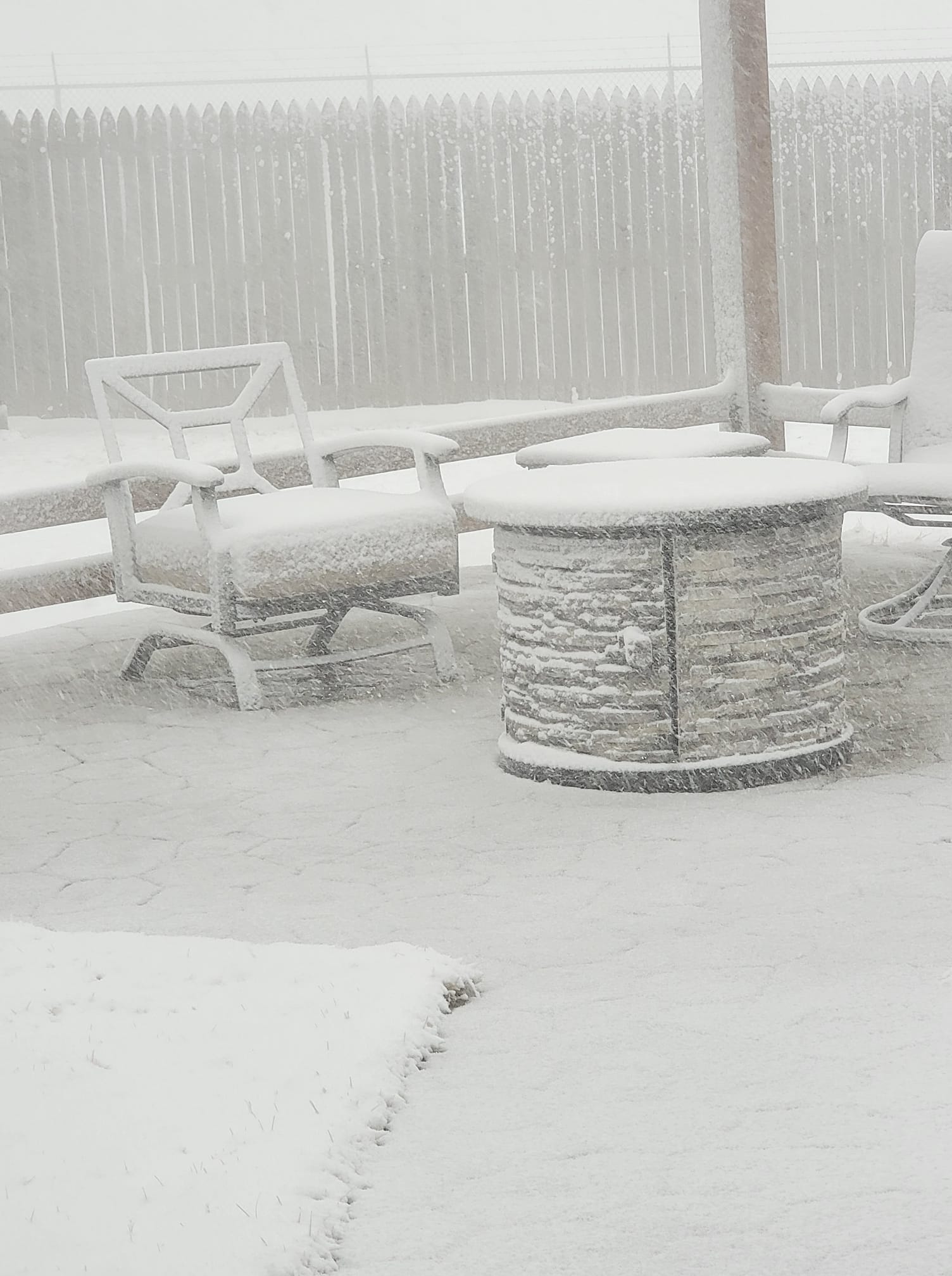 Photo of a snowy patio in Borger, Texas on February 15th, 2023. Photo by Byron Matthews
