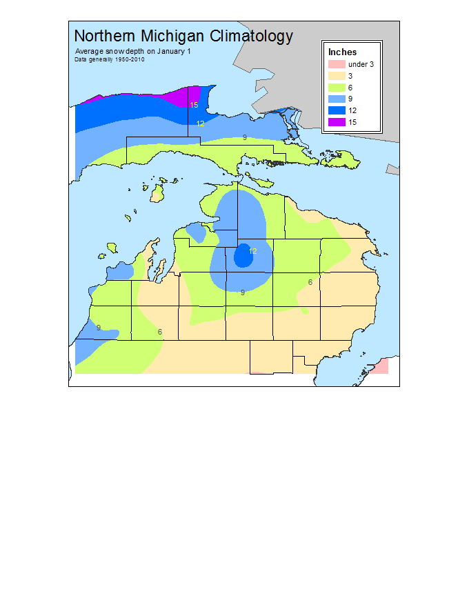 snow depth map michigan Climate Snow Depth Climatology snow depth map michigan