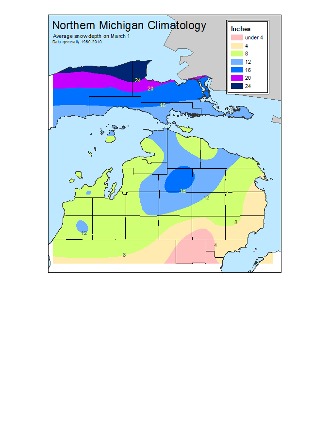 snow depth map michigan Climate Snow Depth Climatology snow depth map michigan