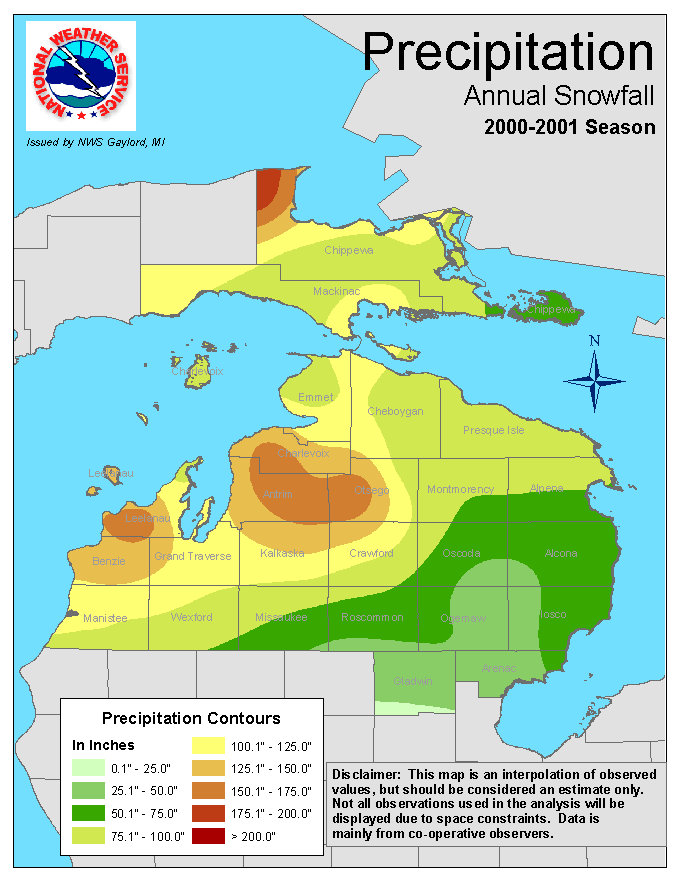 michigan annual snowfall