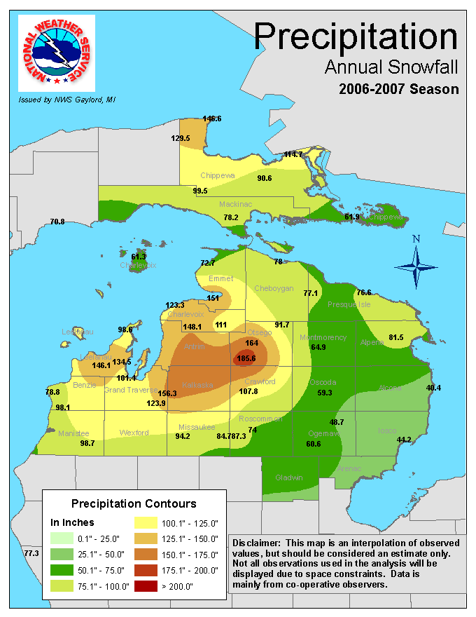 michigan annual snowfall