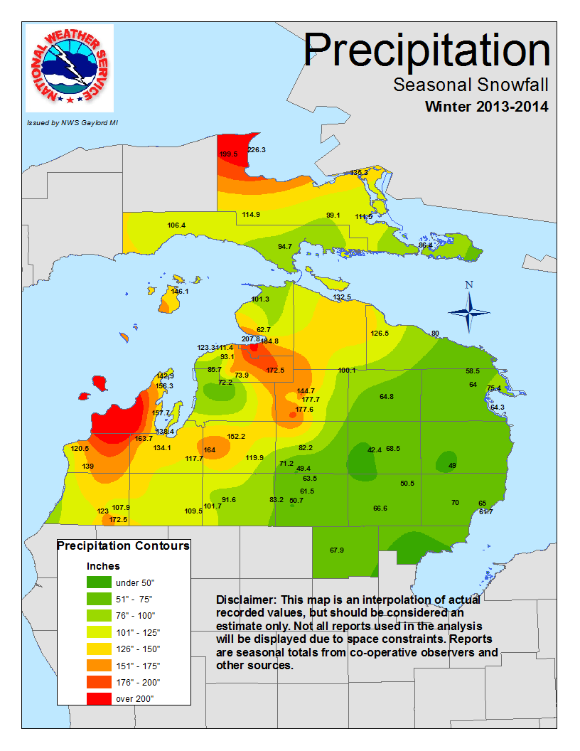 michigan annual snowfall