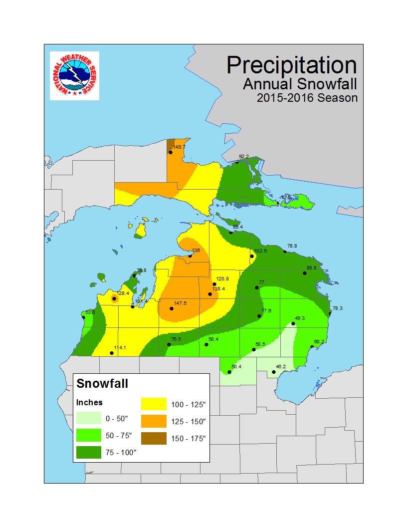 michigan annual snowfall