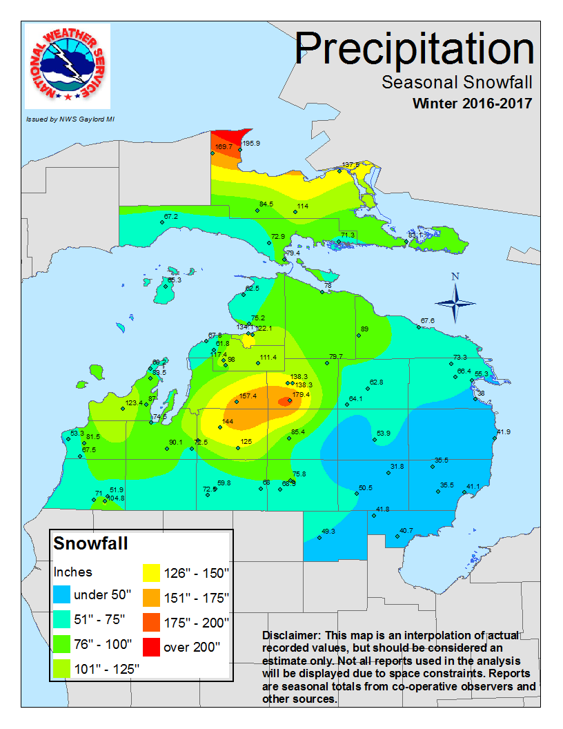 michigan annual snowfall