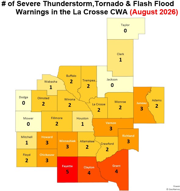A map displaying August 2026 convective warnings