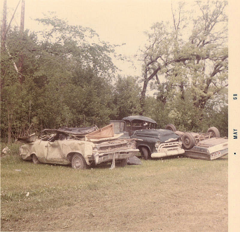Smashed cars were held here at Lions Field for the insurance companies.