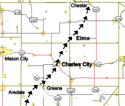 Charles City Tornado Track