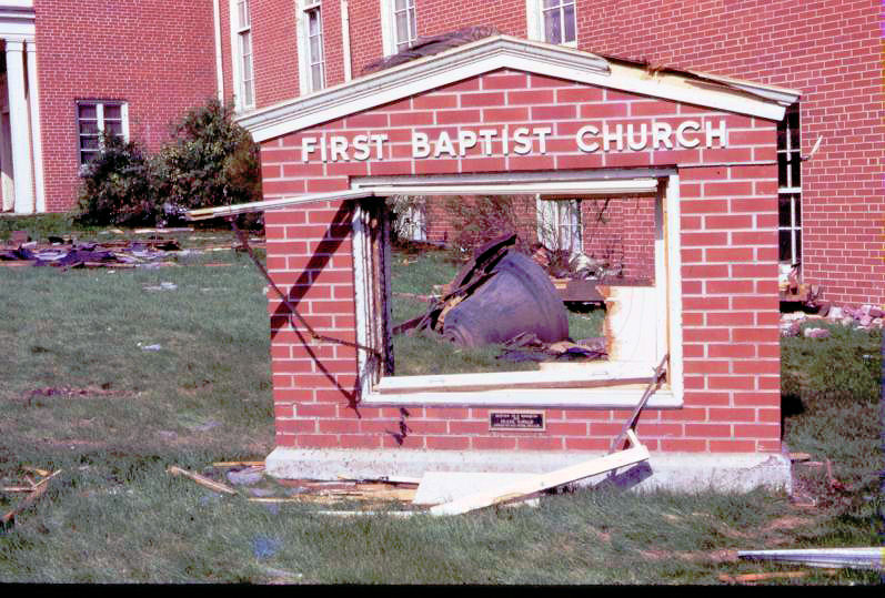 The First Baptist Church on the northeast corner of Clark and Milwaukee in Charles City, IA
