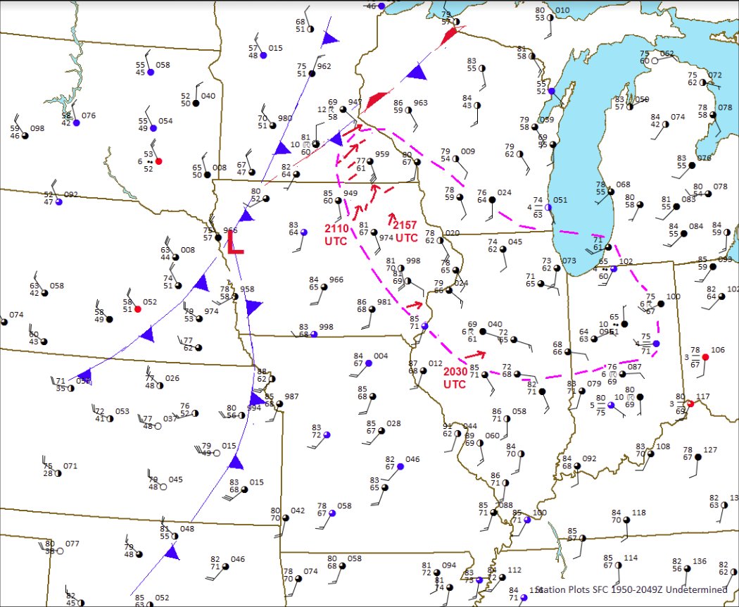 Surface Map at 3 PM CDT on May 15, 1968