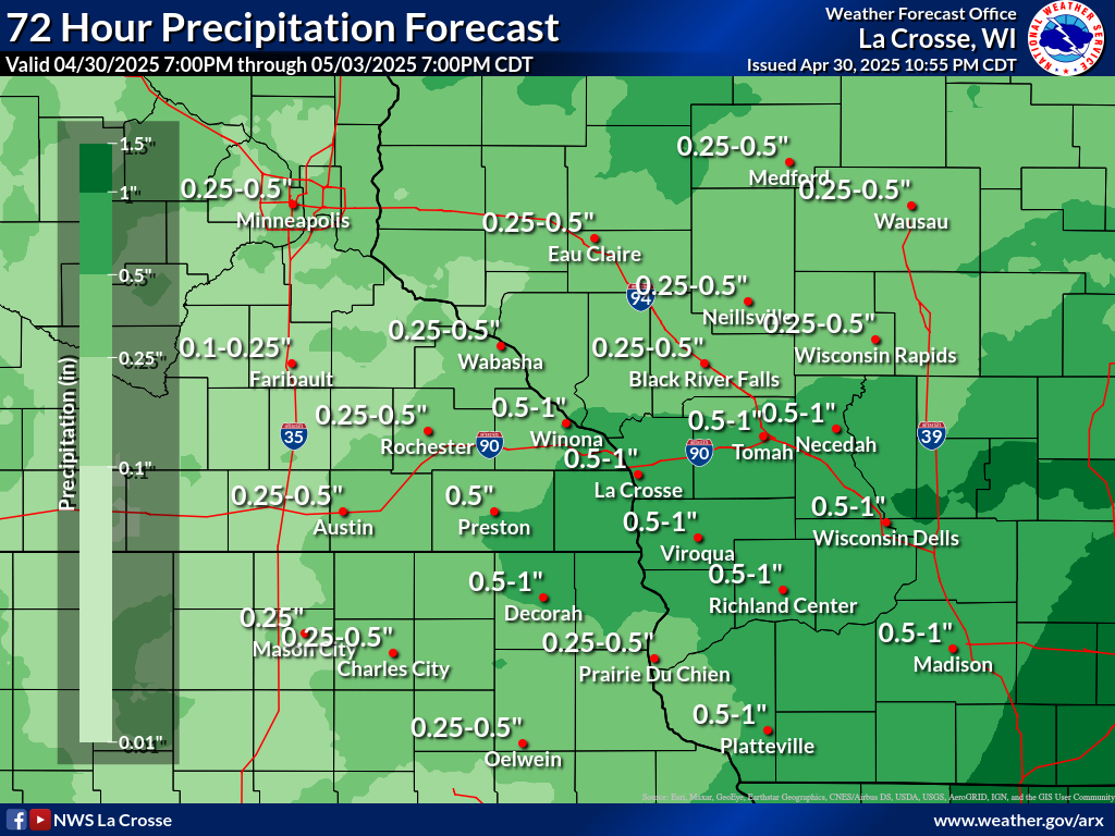 72 hour rainfall