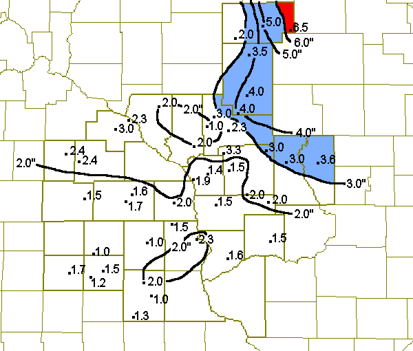 Snow totals for April 4.