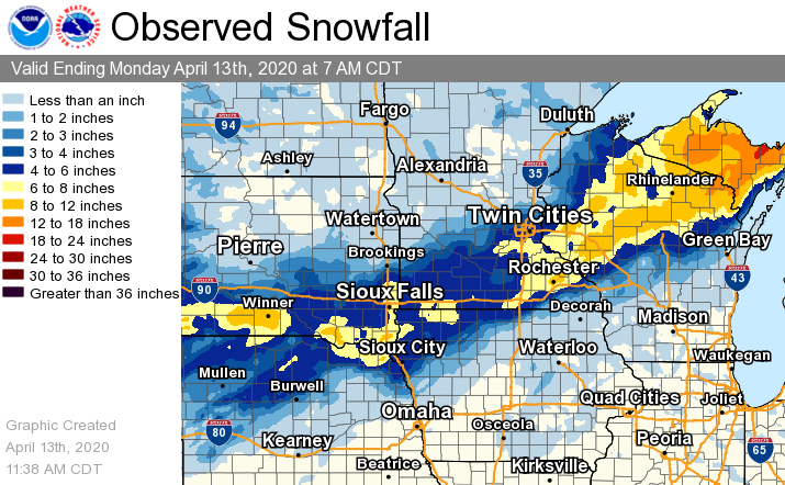 April 12 2020 Regional Snowfall