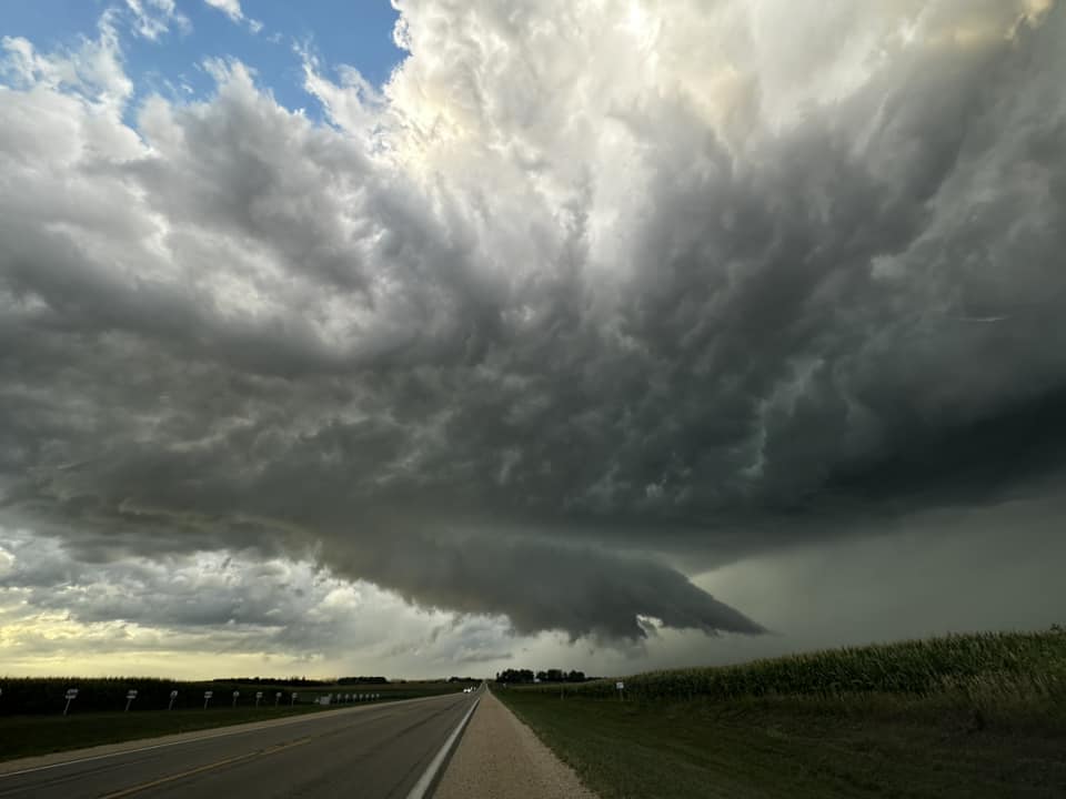 Photo of a wall cloud north of Grand Meadow, MN