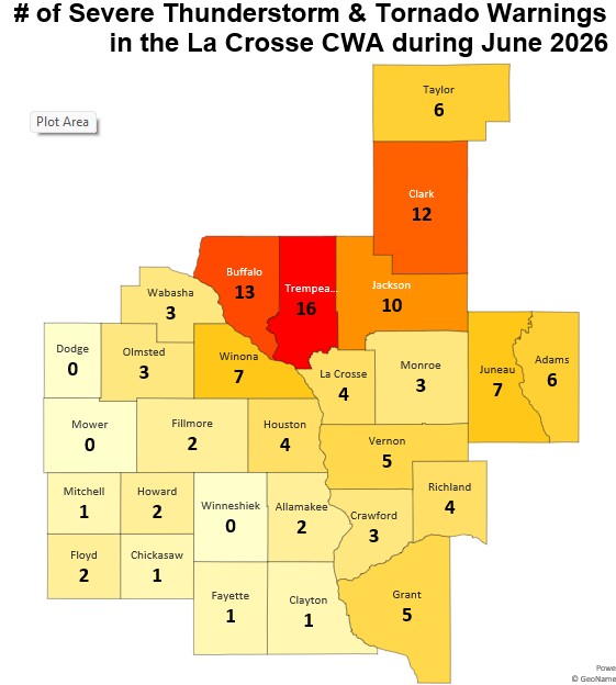 June 2026 - Severe Thunderstorm Warning by County