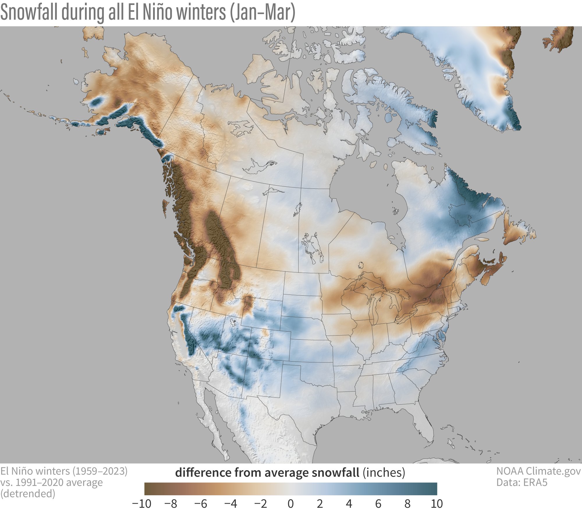 Snowfall during All El Nino Winters (Jan-Mar)