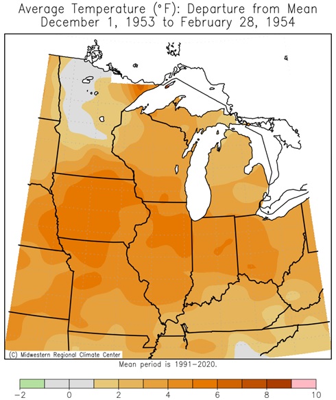 1953-54 Winter Temps Departures