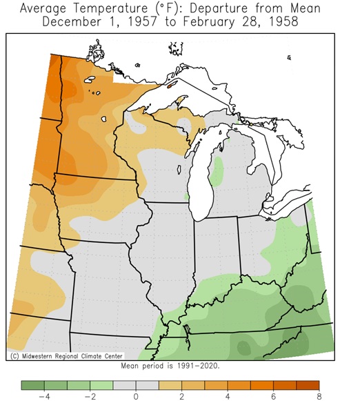 1957-58 Winter Temps Departures