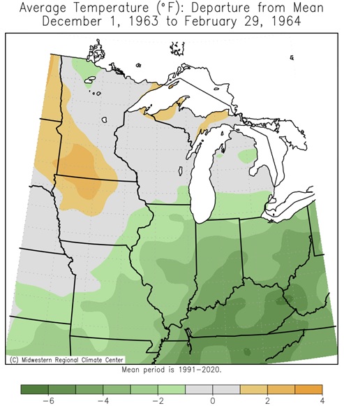 1963-64 Winter Temps Departures