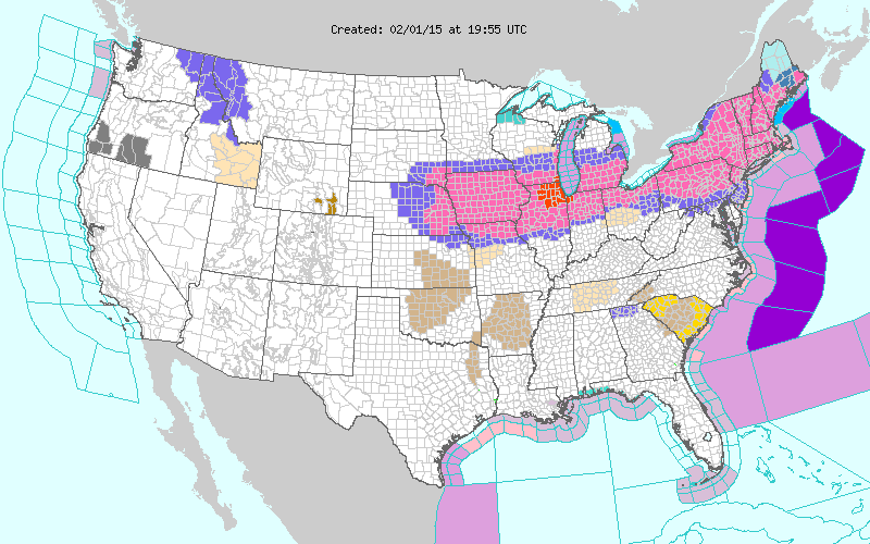 map of advisories and warnings
