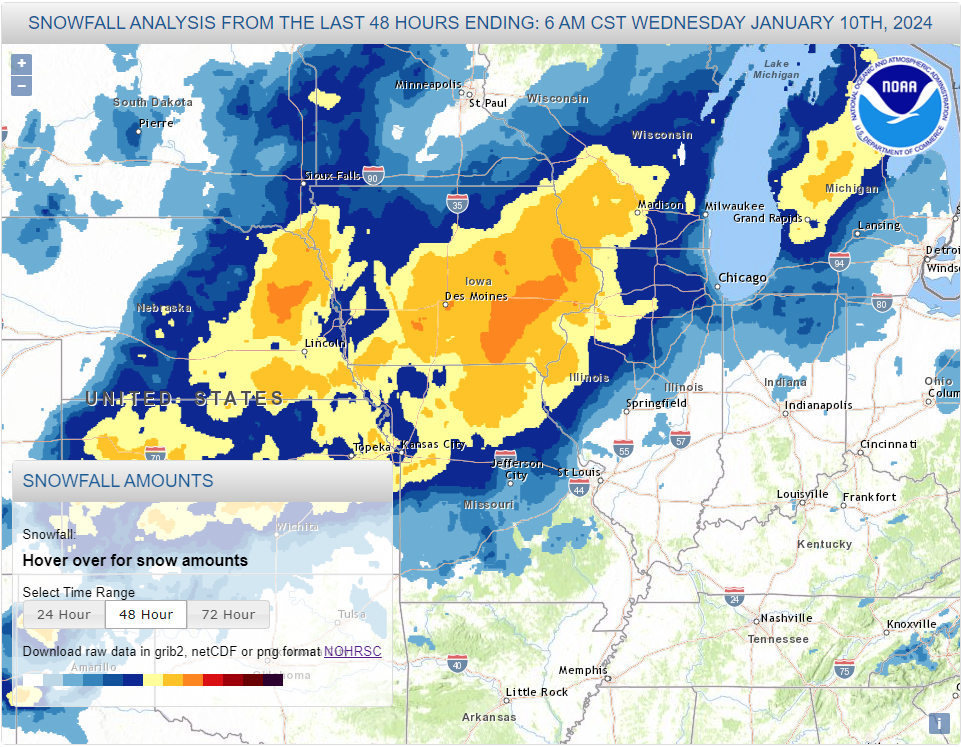 storm total snowfall map