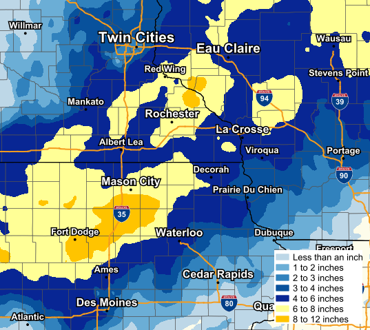 snow totals through 6 am Jan 20th