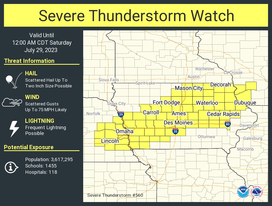 Severe thunderstorm watch northeast Iowa