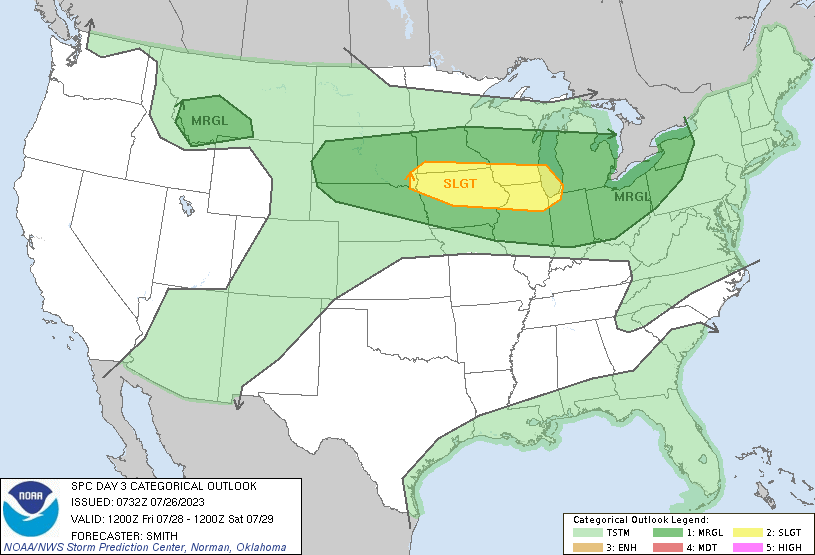 SPC severe weather outlook for July 28 issued on July 26.