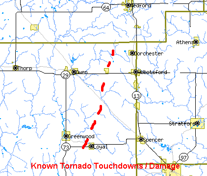 tornado touchdown map