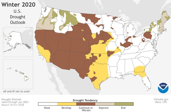 2020-21 CPC Winter U.S. Drought Outlook