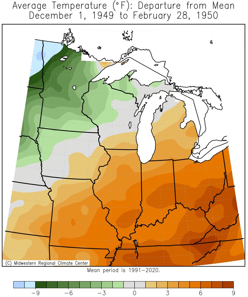 1949-50 Winter Temps Departures