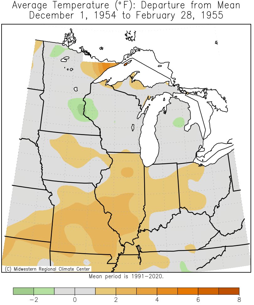 1954-55 Winter Temps Departures