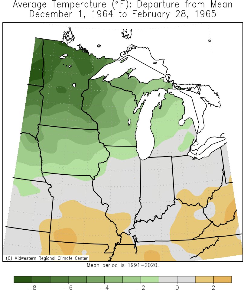 1964-65 Winter Temps Departures