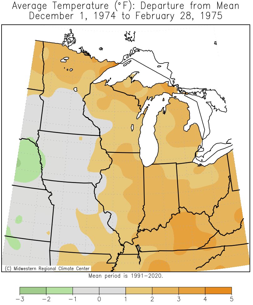 1974-75 Winter Temps Departures