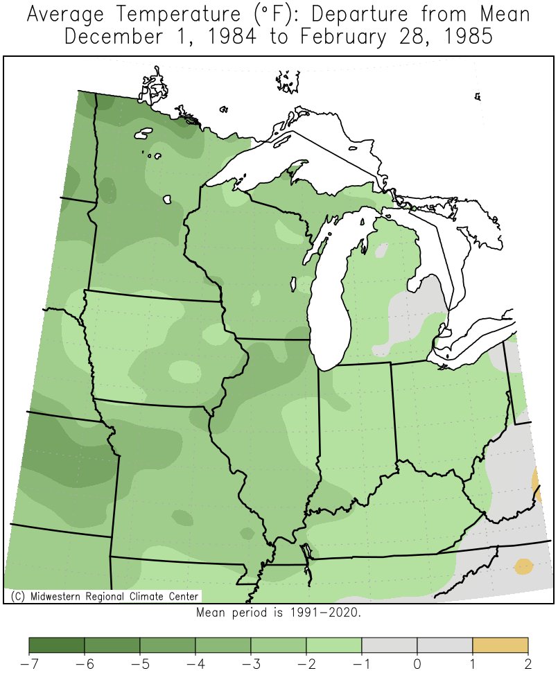 1984-85 Winter Temps Departures