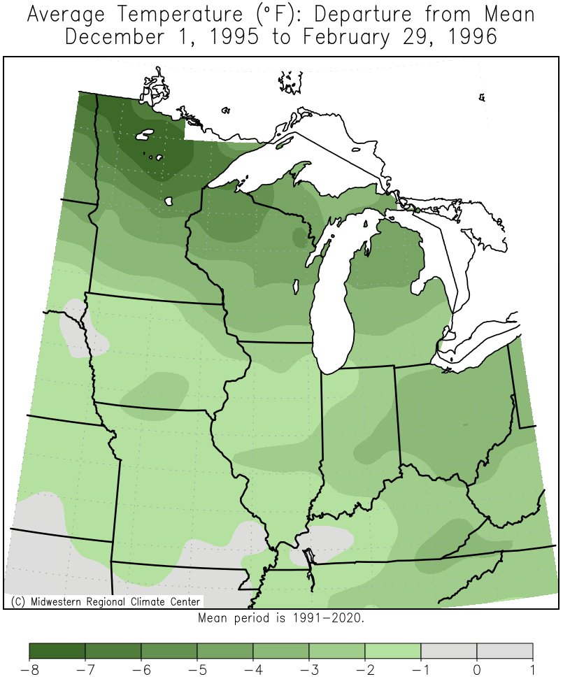 1995-96 Winter Temps Departures