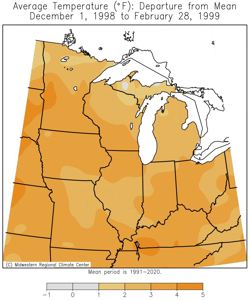 1998-99 Winter Temps Departures