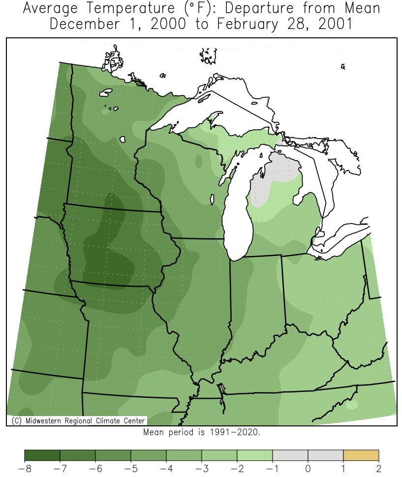 2000-01 Winter Temps Departures