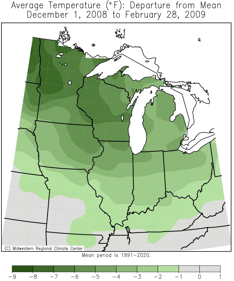 2008-09 Winter Temps Departures